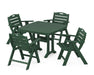 POLYWOOD Nautical Lowback 5-Piece Dining Set with Trestle Legs in Green