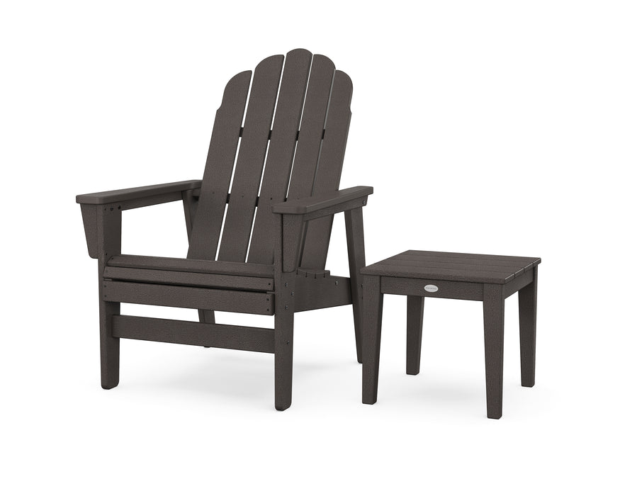 POLYWOOD® Vineyard Grand Upright Adirondack Chair with Side Table in Vintage Coffee