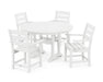 POLYWOOD Lakeside 5-Piece Round Dining Set with Trestle Legs in White