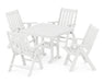 POLYWOOD Vineyard Folding 5-Piece Farmhouse Dining Set in White