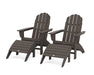POLYWOOD Vineyard Curveback Adirondack Chair 4-Piece Set with Ottomans in Vintage Coffee