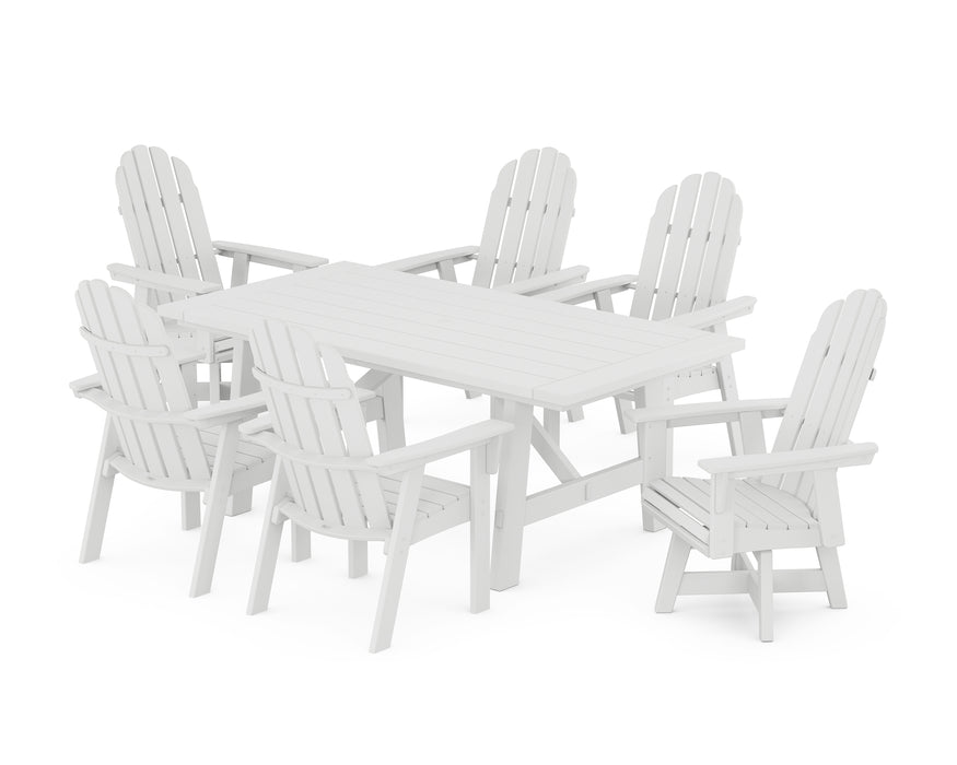POLYWOOD Vineyard Adirondack 7-Piece Rustic Farmhouse Dining Set With Trestle Legs in White