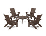 POLYWOOD® 5-Piece Modern Grand Adirondack Chair Conversation Group in Mahogany