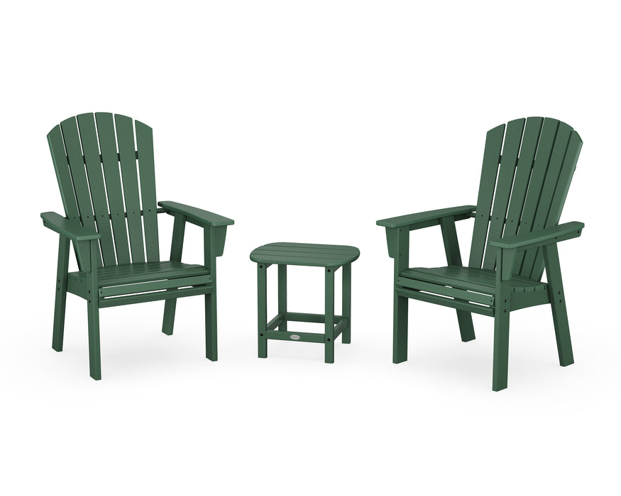 POLYWOOD® Nautical 3-Piece Curveback Upright Adirondack Chair Set in Lime