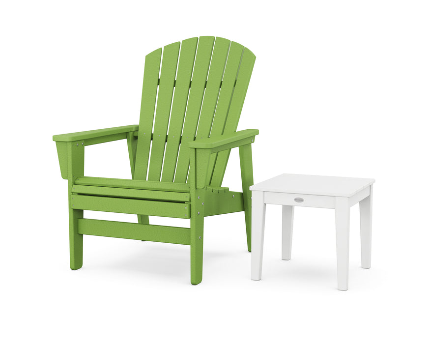 POLYWOOD® Nautical Grand Upright Adirondack Chair with Side Table in Mahogany