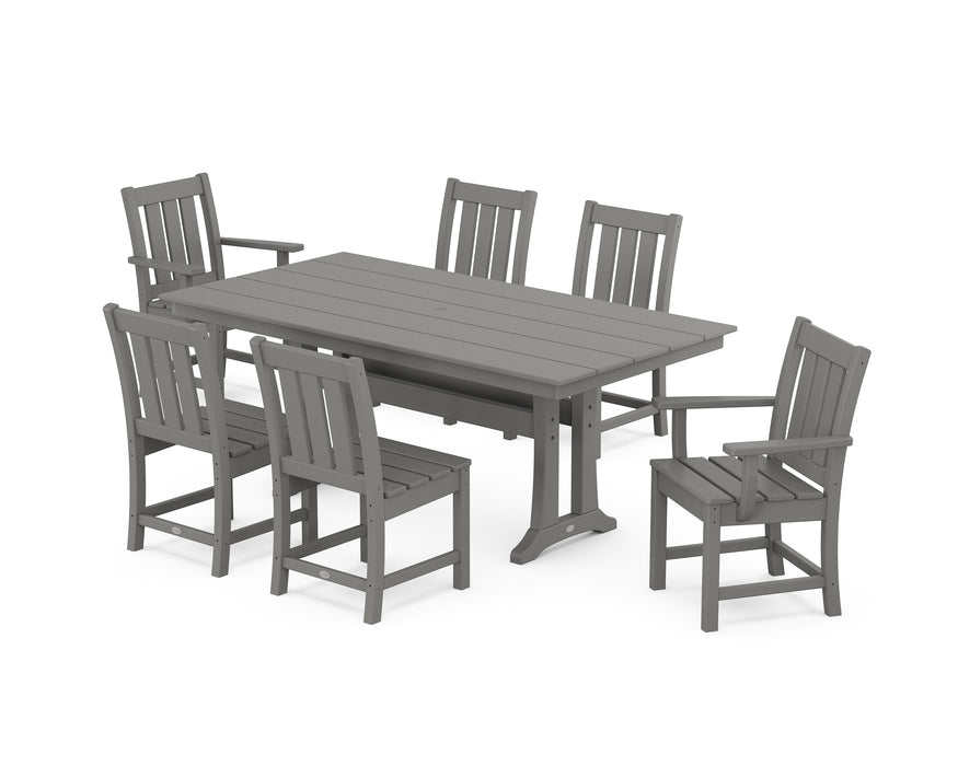 POLYWOOD® Oxford 7-Piece Farmhouse Dining Set with Trestle Legs in Slate Grey