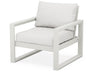 POLYWOOD EDGE Club Chair in Vintage White with Natural Linen fabric