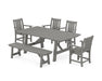 POLYWOOD® Oxford 6-Piece Rustic Farmhouse Dining Set with Bench in Slate Grey