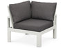 POLYWOOD Edge Modular Corner Chair in Vintage White with Ash Charcoal fabric