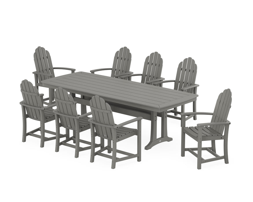 POLYWOOD Classic Adirondack 9-Piece Dining Set with Trestle Legs in Slate Grey