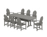 POLYWOOD Classic Adirondack 9-Piece Dining Set with Trestle Legs in Slate Grey