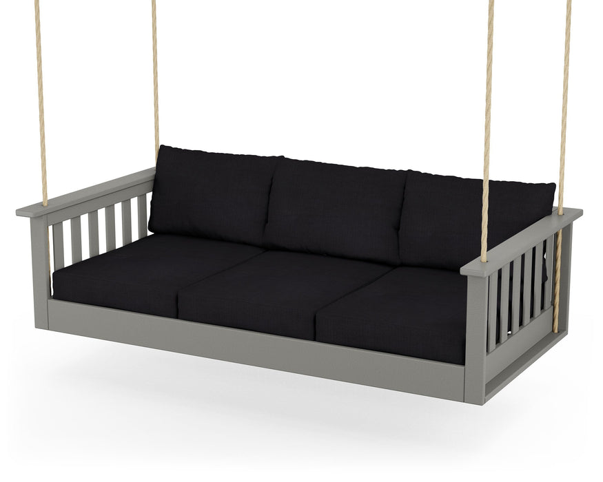 POLYWOOD Vineyard Daybed Swing in Slate Grey with Midnight Linen fabric