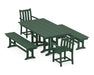 POLYWOOD Traditional Garden 5-Piece Farmhouse Dining Set with Benches in Green