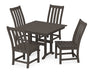 POLYWOOD Vineyard Side Chair 5-Piece Farmhouse Dining Set in Vintage Coffee