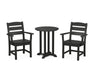 POLYWOOD Lakeside 3-Piece Round Dining Set in Black