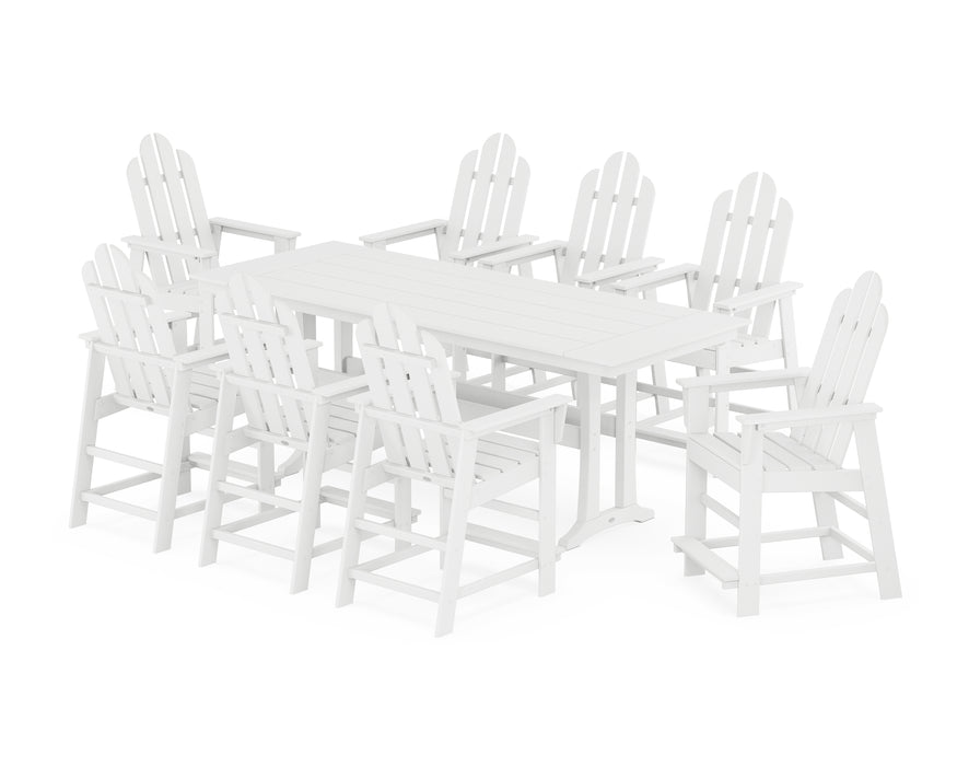 POLYWOOD® Long Island 9-Piece Farmhouse Counter Set with Trestle Legs in White