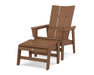 POLYWOOD® Modern Grand Upright Adirondack Chair with Ottoman in Teak