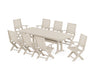 POLYWOOD Signature Folding 9-Piece Dining Set with Trestle Legs in Sand