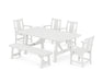 POLYWOOD® Prairie 6-Piece Rustic Farmhouse Dining Set with Bench in White