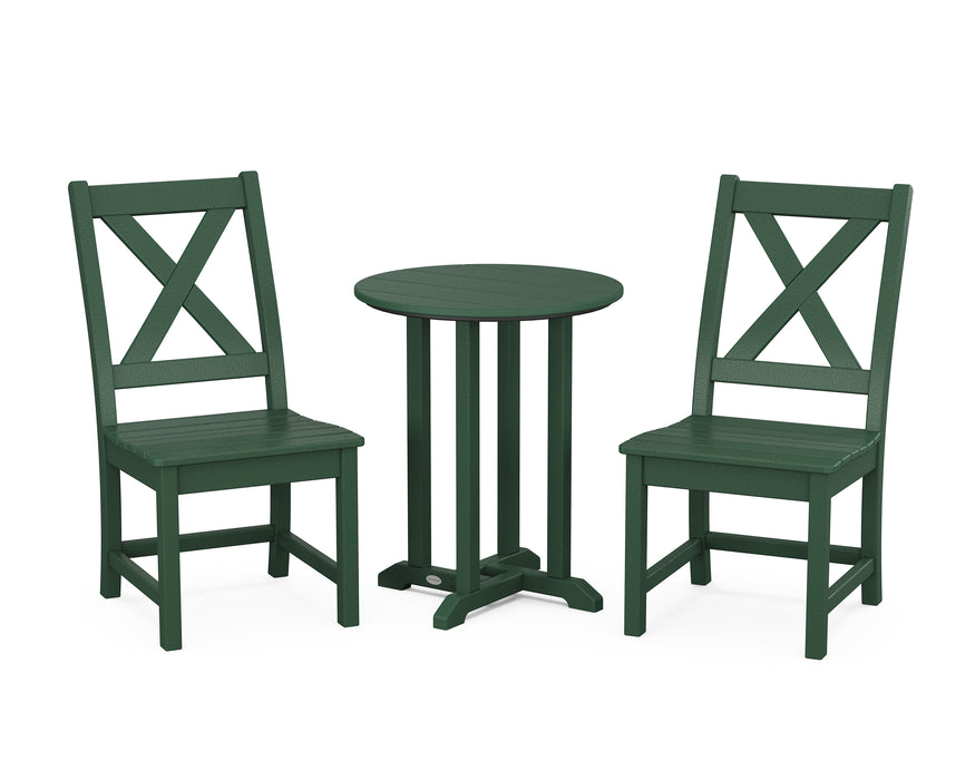 POLYWOOD Braxton Side Chair 3-Piece Round Dining Set in Green