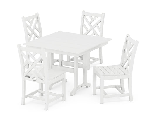 POLYWOOD Chippendale Side Chair 5-Piece Farmhouse Dining Set in White