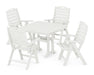 POLYWOOD Nautical Highback 5-Piece Dining Set with Trestle Legs in Vintage White