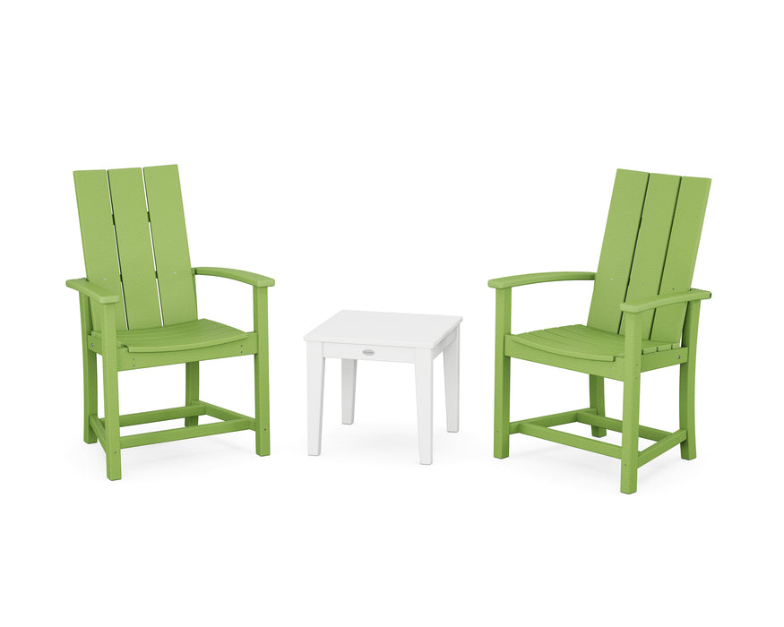 POLYWOOD® Modern 3-Piece Upright Adirondack Chair Set in Lime / White