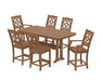 Martha Stewart by POLYWOOD Chinoiserie 7-Piece Counter Set with Trestle Legs in Teak