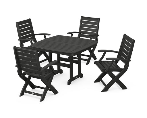 POLYWOOD Signature 5-Piece Dining Set with Trestle Legs in Black