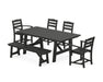 POLYWOOD La Casa Cafe 6-Piece Rustic Farmhouse Dining Set with Bench in Black