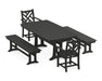 POLYWOOD Chippendale 5-Piece Dining Set with Trestle Legs in Black