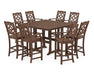 Martha Stewart by POLYWOOD Chinoiserie 9-Piece Square Bar Set with Trestle Legs in Mahogany