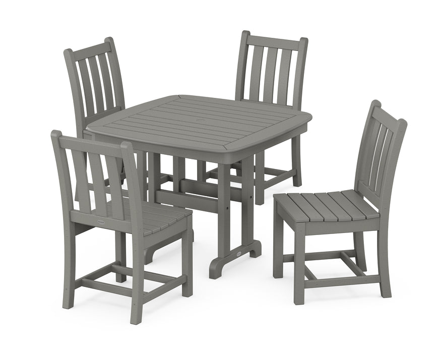 POLYWOOD Traditional Garden Side Chair 5-Piece Dining Set in Slate Grey
