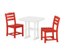 POLYWOOD La Casa Café Side Chair 3-Piece Dining Set in Sunset Red