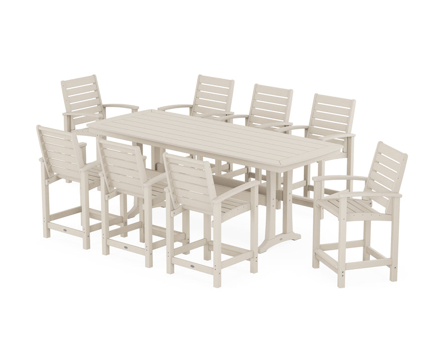 POLYWOOD® Signature 9-Piece Counter Set with Trestle Legs in Slate Grey