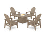 POLYWOOD® 5-Piece Vineyard Grand Upright Adirondack Conversation Set with Fire Pit Table in Vintage Sahara
