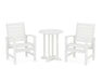 POLYWOOD Signature 3-Piece Round Farmhouse Dining Set in White