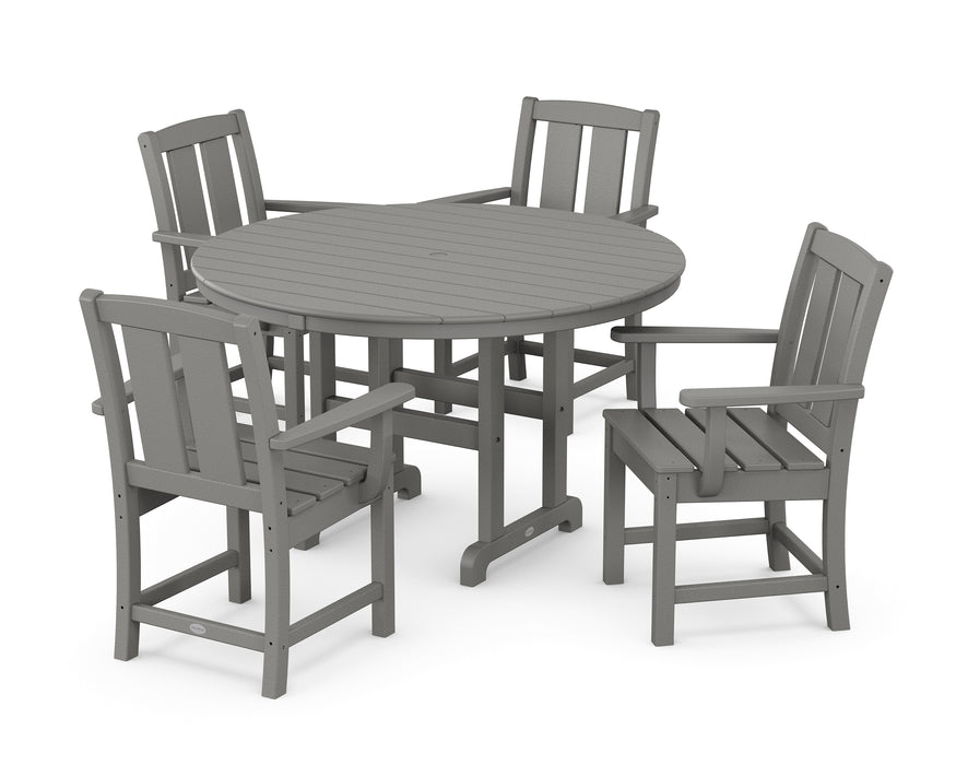 POLYWOOD® Mission 5-Piece Round Farmhouse Dining Set in Slate Grey
