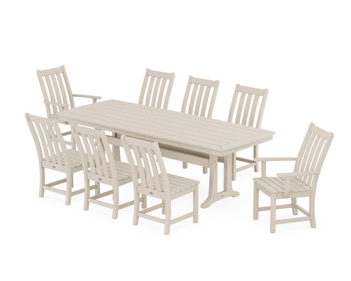 POLYWOOD Vineyard 9-Piece Dining Set with Trestle Legs in Sand