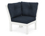 POLYWOOD Vineyard Modular Corner Chair in Vintage White with Marine Indigo fabric