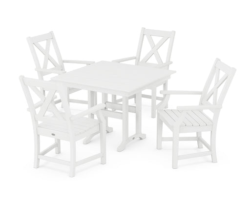POLYWOOD Braxton 5-Piece Farmhouse Dining Set in White