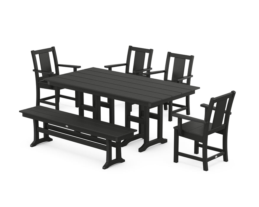 POLYWOOD® Prairie 6-Piece Farmhouse Dining Set with Bench in Green