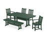 POLYWOOD Traditional Garden 6-Piece Farmhouse Dining Set with Trestle Legs and Bench in Green