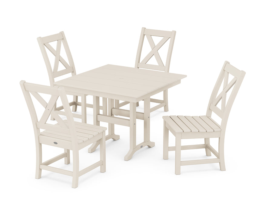 POLYWOOD Braxton Side Chair 5-Piece Farmhouse Dining Set in Sand