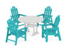POLYWOOD Long Island 5-Piece Round Dining Set with Trestle Legs in Aruba