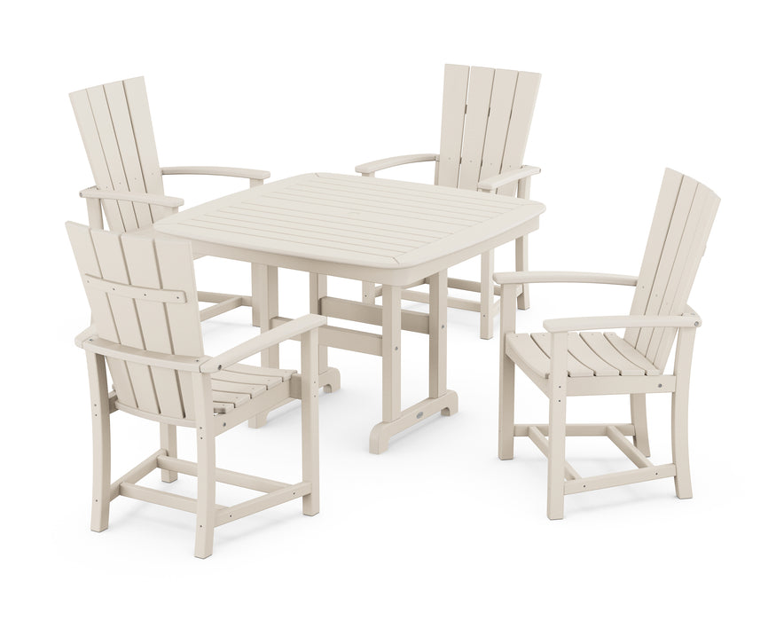 POLYWOOD Quattro 5-Piece Dining Set with Trestle Legs in Sand