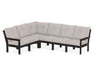 POLYWOOD Vineyard 6-Piece Sectional in Black with Dune Burlap fabric