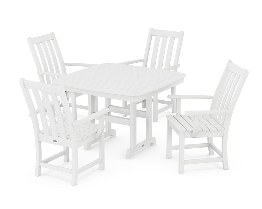 POLYWOOD Vineyard 5-Piece Dining Set with Trestle Legs in White