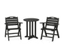 POLYWOOD Nautical Lowback 3-Piece Round Dining Set in Black