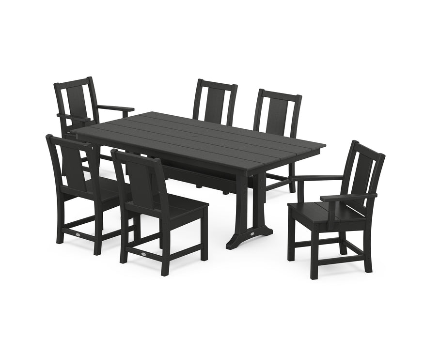 POLYWOOD® Prairie 7-Piece Farmhouse Dining Set with Trestle Legs in Green